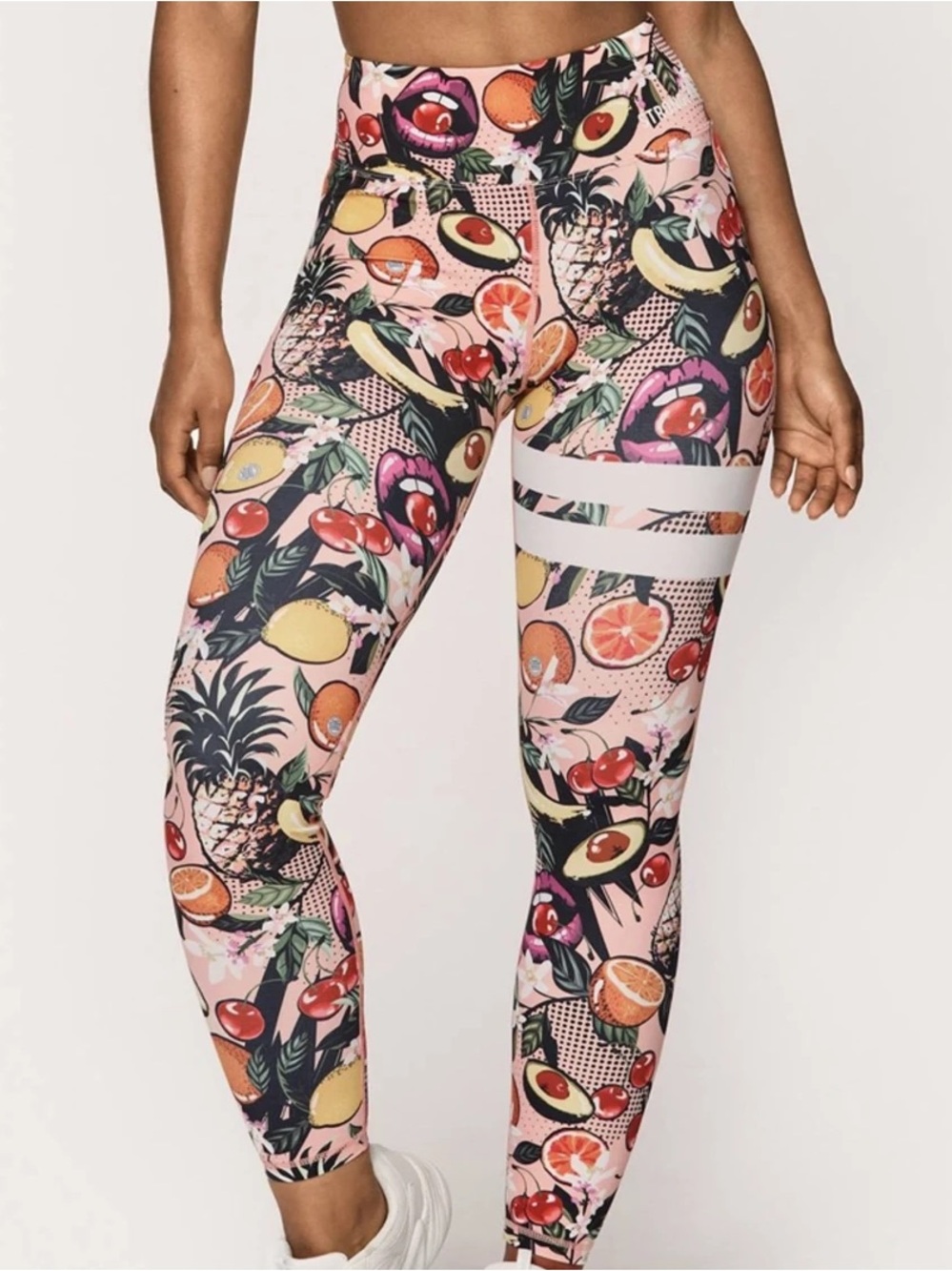 STRONGER High-Rise Fruit Print Leggings in Pink